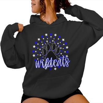 Wildcats School Spirit Blue Wildcat Pride Elementary Teacher Women Hoodie - Thegiftio UK