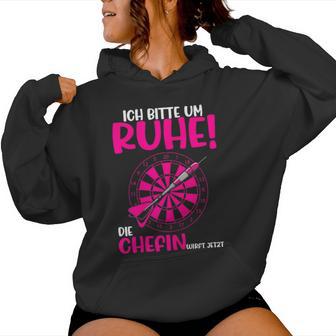 Women's Darts Ich Bitte Um Ruhe Die Chefin Wirft Jetzt Kapuzenpullover für Damen - Geschenkecke