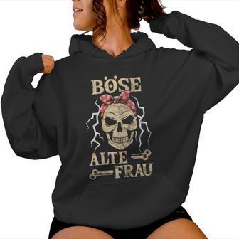 Women's Evil Old Woman Skull Old Womanintage Biker Kapuzenpullover für Damen - Geschenkecke