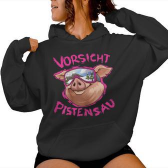 Women's Ski Rabbit Outfit Caution Pistensau Après Ski Party Kapuzenpullover für Damen - Geschenkecke