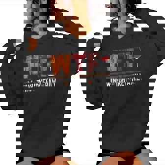 Wtf Wine Turkey Family Sequin Fun Thanksgiving Wine Drinking Women Hoodie - Monsterry