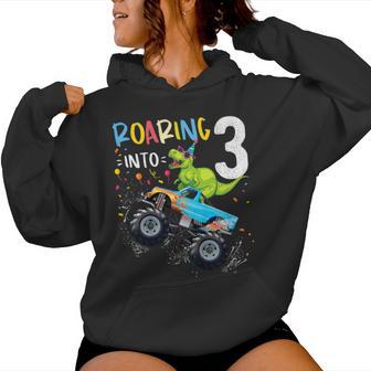 Youth 3Rd Birthday T Rex Dinosaur Monster Truck Boys And Girls Women Hoodie - Thegiftio UK