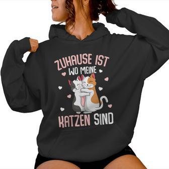 Zuhause Ist Wo Meine Katzen Sind Katze Girl's Women's Kapuzenpullover für Damen - Geschenkecke