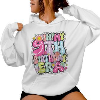In My 9Th Birthday Era Bday 9 Year Old Birthday Girl Groovy Women Hoodie - Thegiftio UK