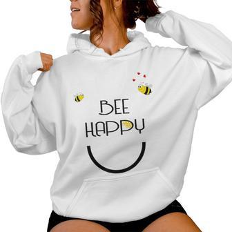 Bee Happy Bienen Schwarz Blue Kapuzenpullover für Damen - Geschenkecke