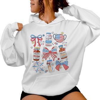 Coquette Bow 4Th Of July Nurse Girly Pharmacy Icu Nurse Crna Women Hoodie - Thegiftio UK