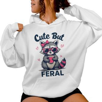 Cute But Feral Girl Summer Raccoon Women Women Hoodie - Thegiftio UK