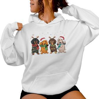 Dachshund Christmas Weiner Dog Christmas Pajamas For Women Women Hoodie - Thegiftio UK