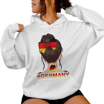 Deutsches Mädchen Messy Bun Mit Deutschland-Flagge Kapuzenpullover für Damen - Seseable