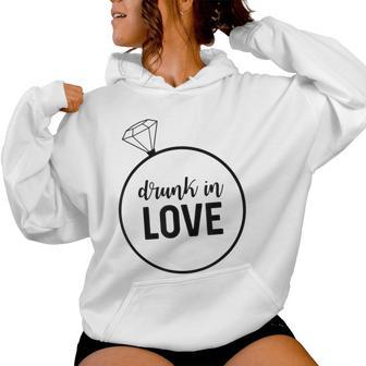 Drunk In Love Engagement Diamond Ring Framed Women Hoodie - Monsterry
