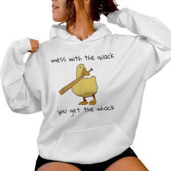 Duck And Baseball Bat Mess With The Quack You Get The Whack Women Hoodie - Thegiftio UK