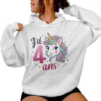 Enfant Licorne Filles J'ai 4 Ans Cadeau 4Ème Anniversaire Sweat à capuche femme - Cadeauxyz