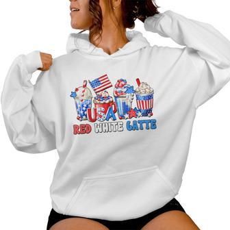 Fourth Of July For Red White Latte Women Hoodie | Seseable UK