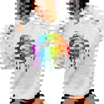 Gay Pride Month Rainbow Lips Women Hoodie - Thegiftio UK