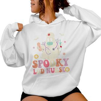 Groovy Labor & Delivery Nurse Halloween Ghost L&D Nurse Women Hoodie - Thegiftio UK