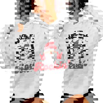 Groovy Retro Jingle Bell Rockin Santa Christmas Xmas Women Hoodie - Monsterry