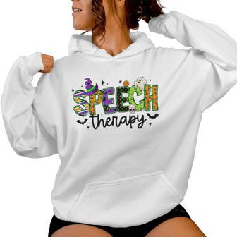 Halloween Speech Therapy Groovy Speech Language Pathologist Women Hoodie - Thegiftio UK