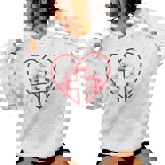 Heart Cross Divine Faith Religion Cross Christian Love Shine Women Hoodie - Monsterry