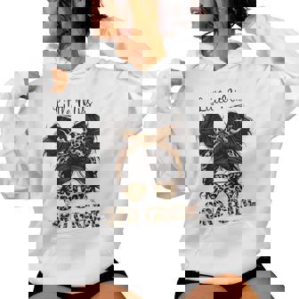 Hello 3Rd Grade Messy Hair Bun Girl Leopard Back To School Women Hoodie | Seseable CA