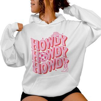 Howdy Southern Western Girl Country Rodeo Pink Cowgirl Disco Women Hoodie - Thegiftio UK