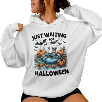 Just Waiting For Halloween Skeleton Women Hoodie - Thegiftio UK