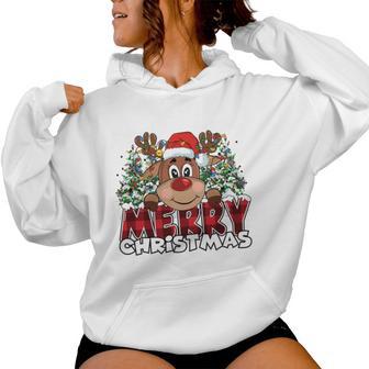 Lustiges Rentier Xmas Männer Frauen Familie Merry Christmas Kapuzenpullover für Damen - Geschenkecke