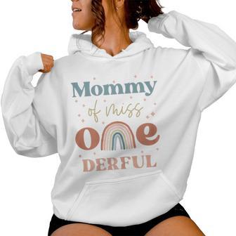 Mommy Of Miss Onederful Boho Rainbow Daughter First Birthday Women Hoodie - Thegiftio UK