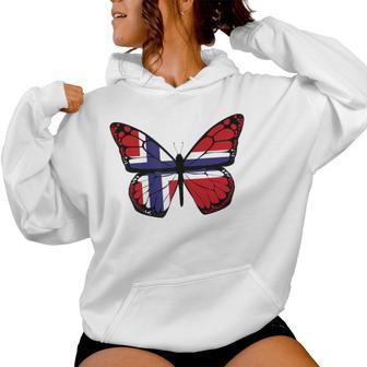 Norway Flag Butterfly Butterflies Wings Norwegian Flag Women Hoodie - Thegiftio UK