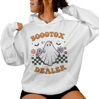 Nurse Injector Halloween Retro Botox Dealer Ghost Pumpkin Women Hoodie - Thegiftio UK
