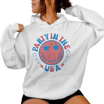 Party In The Usa 4Th Of July Preppy Smile Face Women Women Hoodie - Monsterry AU