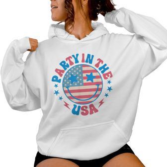 Party In The Usa 4Th Of July Preppy Smile Women Women Hoodie - Thegiftio UK