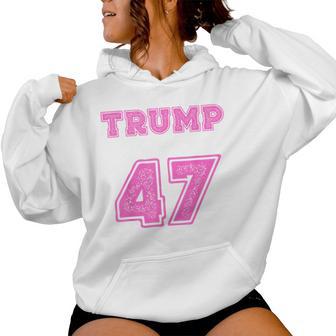 Pink Trump 47 Back Of Trump Jersey Women Hoodie - Thegiftio UK