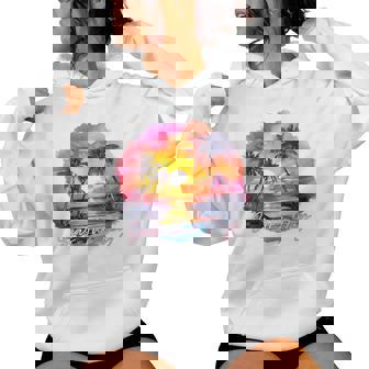 Plage Coucher De Soleil Palmieracances D'été Mers Le Jour Sweat à capuche femme - Cadeauxyz