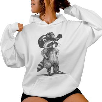 Racoon Cowboy Racoon Graphic Meme Women Women Hoodie - Thegiftio UK