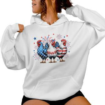 Red White Blue Chicken Usa Flag Firework 4Th Of July Women Hoodie - Monsterry AU