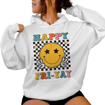 Retro Groovy Happy Fri-Yay Friday Teacher Friyay Women Hoodie - Thegiftio UK