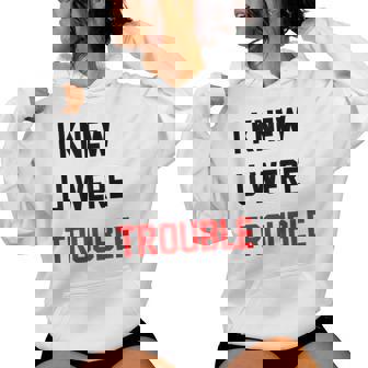 Retro I Knew U Were Trouble For Kid On Back Women Hoodie - Thegiftio