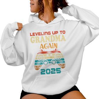 Retro Leveling Up To Grandma Again 2025 Promoted To Grandmom Women Hoodie - Thegiftio UK