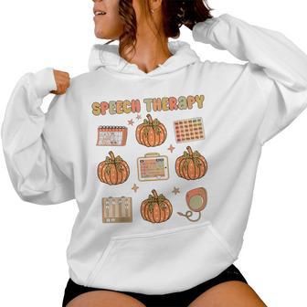Retro Speech Therapy Slp Fall Pumpkin Speech Therapist Women Hoodie - Thegiftio UK