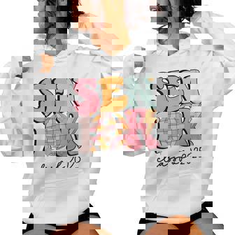 Senior 2025 Disco Ball Cute Pink Retro Groovy Girls Women Hoodie - Thegiftio