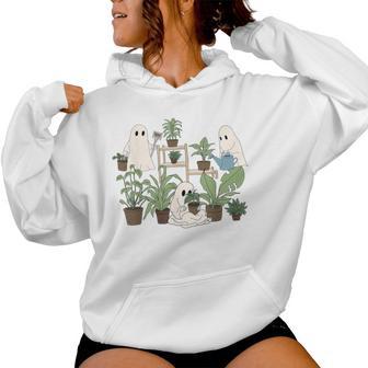 Spooky Plant Lady Halloween Ghost Garden Watering Flowers Women Hoodie - Thegiftio UK