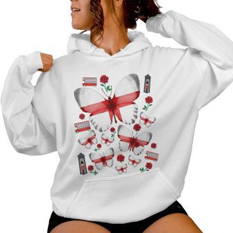 St Georges Day Outfit For & English Flag Butterflies Women Hoodie - Thegiftio UK