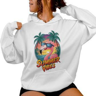 Summer Vibes Flamingo Beach Sunset Tropical Women Hoodie - Monsterry CA