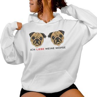 Women's Ich Liebe Meine Pugs Kapuzenpullover für Damen - Geschenkecke