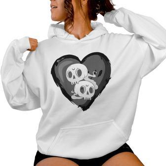 Youth Goth Kid Black Heart & Skulls Alternative Emo Boys Or Girls Women Hoodie - Thegiftio UK