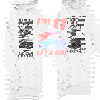 Kids 11 Year Old 11Th Racing Racecar Birthday Party Boys Girls Youth Hoodie - Monsterry