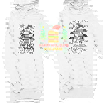 Ugly Christmas Sweater Burger Happy Holidays With Cheese V17 Youth Hoodie - Monsterry
