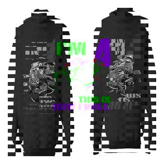 4 Years Old 4Th Birthday Boy Monster Truck Lovers Sweatshirt - Monsterry