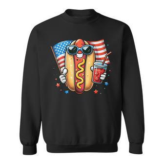 4Th Of July Hotdog Fourth Of July Patriotic Usa Flag Sweatshirt | Seseable UK