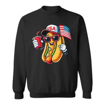 4Th Of July Hotdog Patriotic Usa Flag Sweatshirt - Monsterry CA
